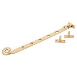 Hampstead Open Curl Casement Window Stay - 12"/300mm Length - Polished Brass