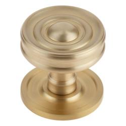Burlington by Frelan Satin Brass Ringed Mortice Door Knob - 65mm Rose Diameter - Bloomsbury Range