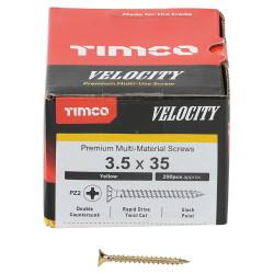 TIMCO Velocity Pozi Countersunk Wood Screws - 3.5 x 35mm - Yellow Zinc - Pack of 200