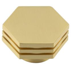 Hoxton by Frelan Nile Hex Cabinet Knob - 40mm Diameter - Satin Brass