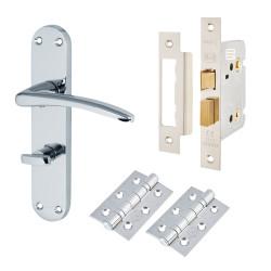 Touchpoint Polished Chrome Bathroom Lock Door Handles Pack - Salerno Range