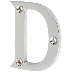 63mm Screw Fix Door Letter - D - Polished Chrome