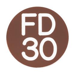 Altro FD30 Fire Door Sign - Self Adhesive - 25mm Diameter - Rigid Plastic - Brown