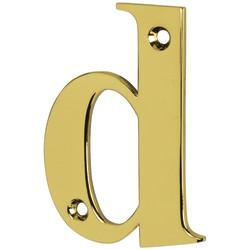 79mm Screw Fix Door Letter - d - Polished Brass Effect
