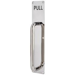 Altro Polished Stainless Steel 19mm D-Bar Door Pull Handle on Plate - PULL - Screw Fix - 375 x 75mm