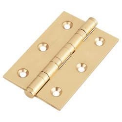 Performance Washered Butt Door Hinge - 75 x 50 x 2.5mm - Polished Brass - Pair