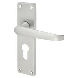 Touchpoint Satin Chrome Victorian Straight Euro Lock Door Handles - 155 x 42mm