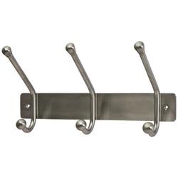 Jedo Hat & Coat Hook Rail - 250 x 40mm - 3 Hooks - Satin Stainless Steel