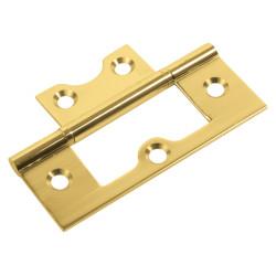 Flush Door Hinge - 75 x 46 x 1.7mm - Polished Brass - Pair