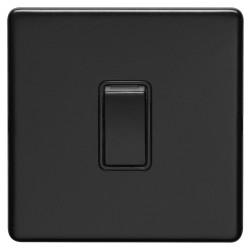 Eurolite Concealed 10A 1 Gang Screwless Intermediate Flat Plate Light Switch - Matt Black/Black
