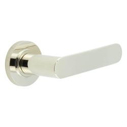 Burlington by Frelan Polished Nickel Fire Rated Door Handles on Round Knurled Rose - Kensington Range