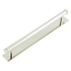 Hoxton Frelan Wenlock 15mm Knurled T-Bar Cabinet Pull Handle on Plain Backplate - 224mm c/c - Polished Nickel