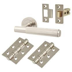 Altro Satin Nickel Knurled Latch Door Handles Pack - Remi Range