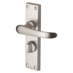 Heritage Brass by M Marcus Satin Nickel Privacy Door - Short Plate - Windsor Range - 119 x 40mm