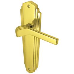 Heritage Brass by M Marcus Polished Brass Art Deco Latch Door Handles - Waldorf Range - 203 x 66mm