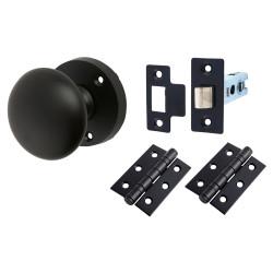 Touchpoint Matt Black Mortice Door Knobs Pack - 60mm Rose Diameter