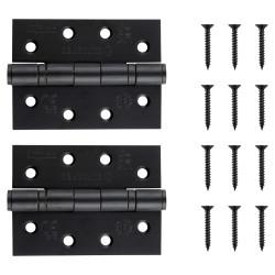 Twin Ball Bearing Grade 13 Butt Fire Door Hinge - 102 x 76 x 3mm - Black Powder Coated - Pair