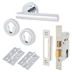 Altro Polished Chrome 3 Lever Sashlock Door Handles on Rose Pack - Bella Range