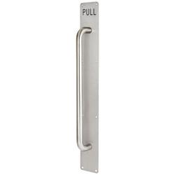 Altro Satin Stainless Steel 19mm D-Bar Door Pull Handle on Plate - PULL - Screw Fix - 625 x 80mm