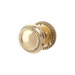 Touchpoint Polished Brass Georgian Rope Edge Mortice Door Knob - 57mm Rose Diameter