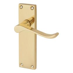 Touchpoint Polished Brass Budget Scroll Latch Door Handles Pack - Mia Range