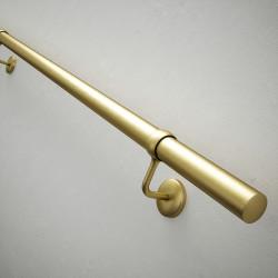 Rothley 40mm Handrail Banister Staircase Rail Support Kit - 3600mm Length - Satin Brass