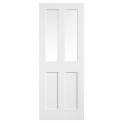 LPD Ashford 2 Light Clear Glazed Primed Hollow Internal Door - 1981 x 838 x 35mm - White