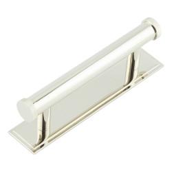 Hoxton Frelan Thaxted 15mm Lines T-Bar Cabinet Pull Handle on Stepped Backplate - 96mm c/c - Polished Nickel