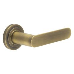 Burlington by Frelan Antique Brass Fire Rated Door Handles on Round Stepped Rose - Kensington Range