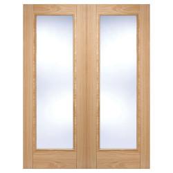 LPD Vancouver Clear Glazed Pre-Finished Internal French Doors - 1981 x 1524 x 40mm - Oak