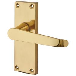 Touchpoint Polished Brass Budget Straight Latch Door - Short Plate - Mia Range - 114 x 42mm