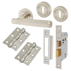 Altro Satin Nickel Lines 3 Lever Sashlock Door Handles Pack - Nova Range