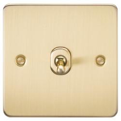 Knightsbridge 10AX 1 Gang 2 Way Flat Plate Toggle Light Switch - Brushed Brass