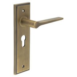Burlington by Frelan Antique Brass Fire Rated Euro Lock Door Handles - Knightsbridge - 200 x 55mm