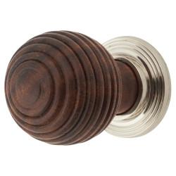 From The Anvil Beehive Ball Cabinet Knob - 38mm Diameter - Rosewood - Polished Nickel Rose
