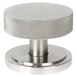 From The Anvil Brompton Satin Stainless Round Knurled Centre Door Knob on Art Deco Rose - 90mm Rose Diameter