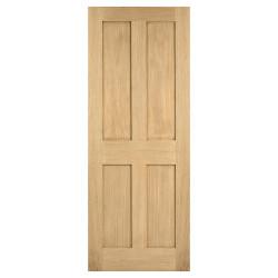 LPD London 4 Panel Unfinished Solid Internal FD30 Fire Door - 1981 x 838 x 44mm - Oak