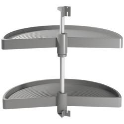 Emuca 1/2 Tray Carousel Set - Cabinet Width 900mm - Grey Plastic