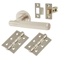 Altro Satin Nickel Lines Latch Door Handles Pack - Nova Range