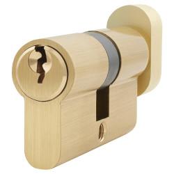 Touchpoint 5 Pin 60mm Euro Thumbturn Cylinder - 30mm Turn + 30mm - Satin Brass - Keyed To Differ