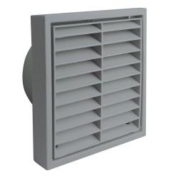 Manrose Plastic Fixed Blade Wall Grille with Anti-Insect Net Inlet - 4"/100mm - Grey