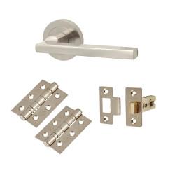 Touchpoint Satin Nickel Latch Door Handles on Rose Pack - Lexi Range