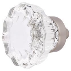 Altro Faceted Glass Cabinet Knob - 35mm Diameter - Satin Nickel