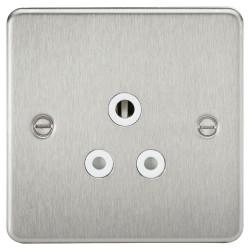 Knightsbridge 5A Flat Plate Unswitched Round Pin Socket - Brushed Chrome with White Insert