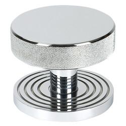 From The Anvil Brompton Polished Chrome Round Knurled Centre Door Knob on Beehive Rose - 90mm Rose Diameter
