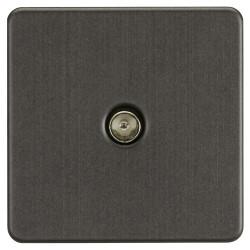 Knightsbridge 1 Gang Screwless Flat Plate Non Isolated TV Outlet - Smoked Bronze