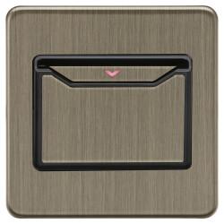 Knightsbridge 32A 1 Gang Screwless Flat Plate Key Card Switch - Antique Brass