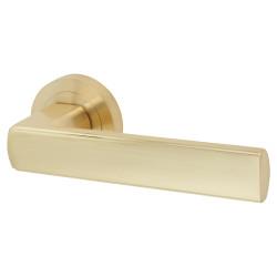 Altro Satin Brass Door Handles on Round Rose - Zara Range