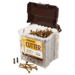 Reisser Cutter Pozi Countersunk Wood Screws Tub - 5.0 x 60mm - Yellow Zinc - Pack of 500