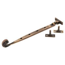 Altro Cast Solid Curl Casement Window Stay - 10"/250mm Length - Antique Brass